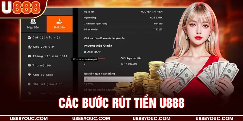 Các bước rút tiền U888